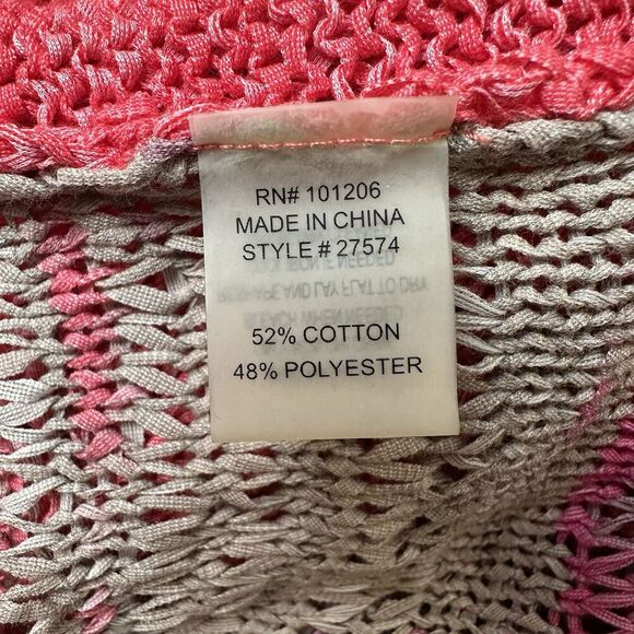 Soft Surroundings Asymmetrical Open Knit Tunic Sweater Salmon Pink Size Medium - Picture 10 of 12